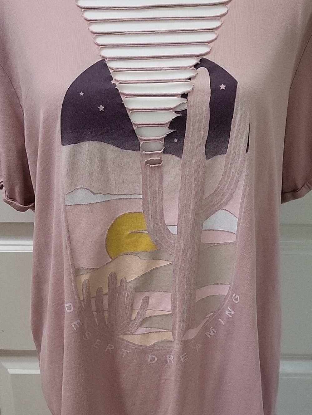 Torrid Desert Dreaming Graphic Tee Size 2X Pink Cactus Cutout Neckline - Picture 3 of 11